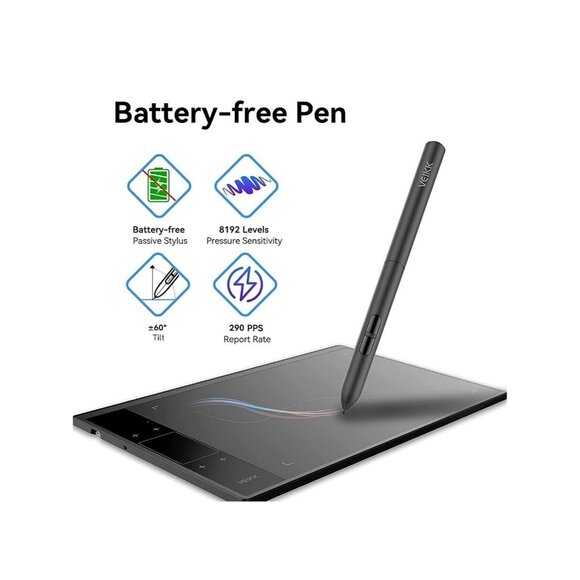 VEIKK A30 V2 Drawing Tablet 10x6" Graphics Tablet w/ Battery-Free Pen Gift IDEA - Picture 4 of 7